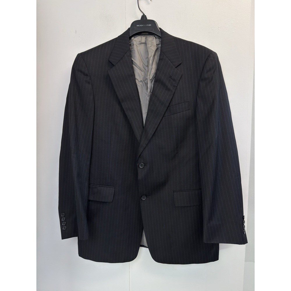 Hart Schaffner Marx Men's‎ 40R 2-Button Blazer Black Blue Stripe Made in USA